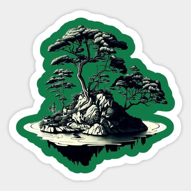 Green Tones Bonsai Island Home Sticker by The Dream Team